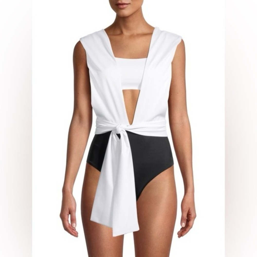 AURUM Plunge Colorblocked One-Piece Swimsuit Size 4